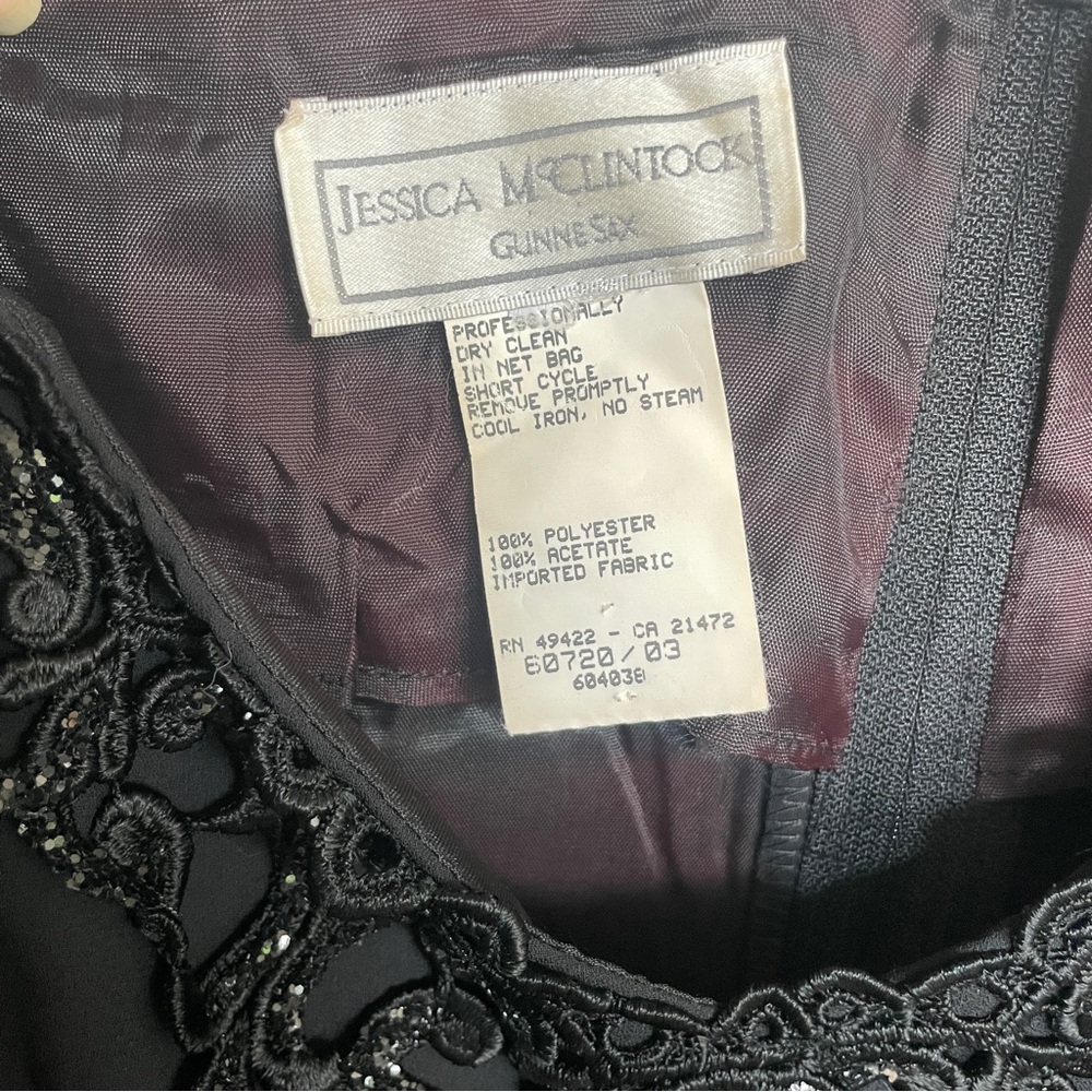 Vintage Jessica McClintock Gunne Sax Black Evening Dress Size 18 - Picture 7 of 12